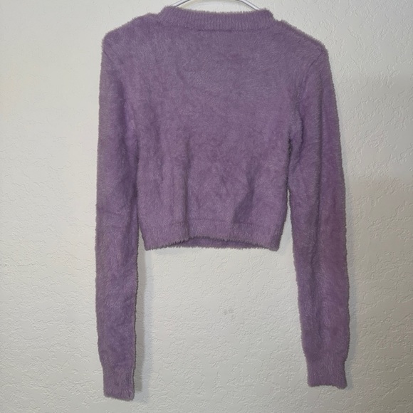 NWT SUGAR THRILLZ X DOLLSKILL Purple Cropped Sweater with Bunny Design - Picture 3 of 4